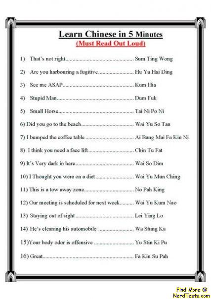 Learn How To Speak Chinese In Five Minutes