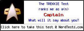 The Trekkie Test -- Make and Take a Fun Test @ NerdTests.com's User Tests! The Trekkie Test -- Create and Take a Fun Test @ NerdTests.com's User Tests!