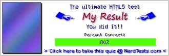The ultimate HTML5 test -- Make and Take a Fun Quiz @ NerdTests.com's User Tests!