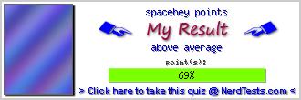 spacehey points -- Make and Take a Fun Quiz @ NerdTests.com's User Tests!
