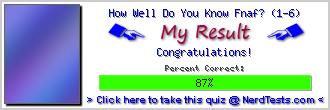 How Well Do You Know Fnaf? (1-6) -- Make and Take a Fun Quiz @ NerdTests.com's User Tests!