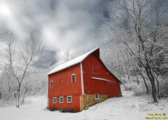 Red Barn in Snow